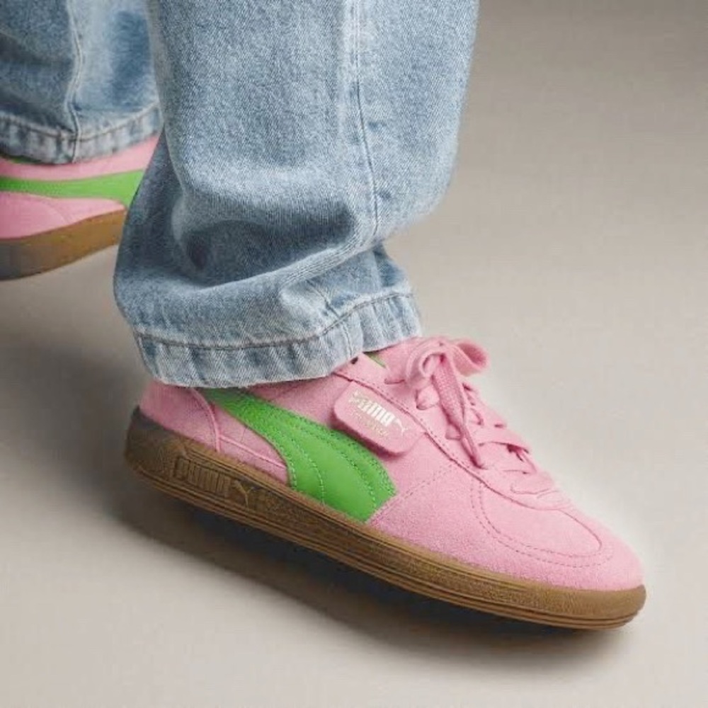 Puma Palermo Lace Up Shoes Size 9 Pink Delight Green New